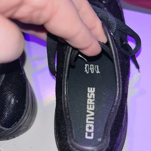 Converse Black Canvas Sneakers with Sequins - Picture 8 of 8